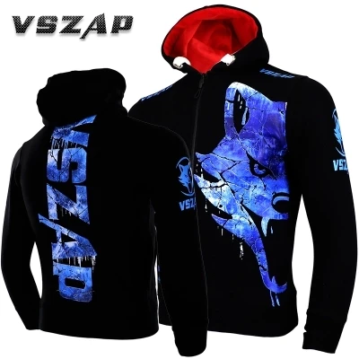 VSZAP мужские кофты с капюшоном в стиле MMA пальто Зимние флисовые утолщенные