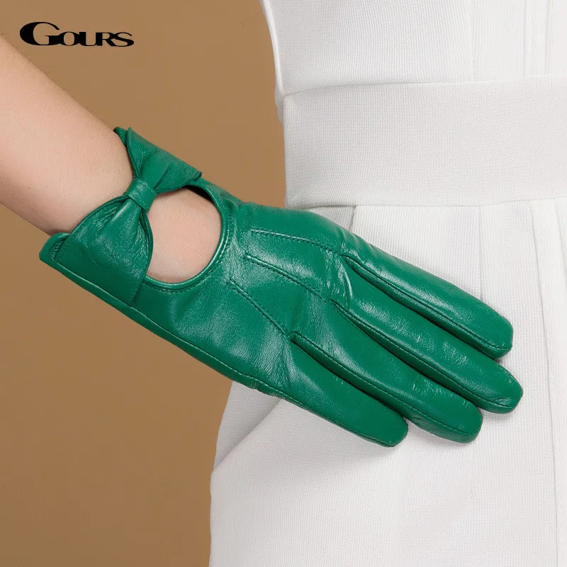 Gours Fall and Winter Women Genuine Leather Gloves New Fashion Brand Green Warm Driving Glove Goatskin Mittens Rosette GSL044
Gours Fall and Winter Women Genuine Leather Gloves New Fashion Brand Green Warm Driving Glove Goatskin Mittens Rosette GSL044