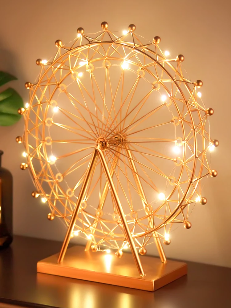 Nordic Iron Ferris Wheel Ornaments Rotating Table Lamp Creative Crafts Bedside Lamp Living Room Bedroom Home Decorations
Nordic Iron Ferris Wheel Ornaments Rotating Table Lamp Creative Crafts Bedside Lamp Living Room Bedroom Home Decorations
