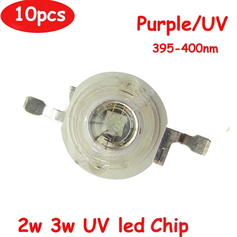 

10pcs High Power 45mil 2W 3W 600~700mA UV Ultraviolet 395nm-400nm LED Chip Diodes Bead Part Light