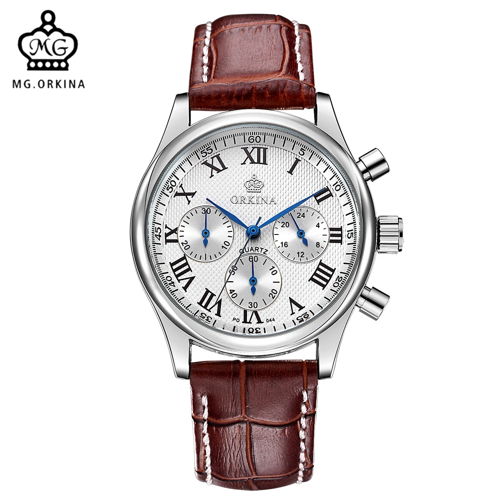 MG. ORKINA Quartz-watch Stainless Steel Case Leather Band Japan MIYOTA JS20 Movement Chronograph Men Wrist Watch Clock Men
MG. ORKINA Quartz-watch Stainless Steel Case Leather Band Japan MIYOTA JS20 Movement Chronograph Men Wrist Watch Clock Men