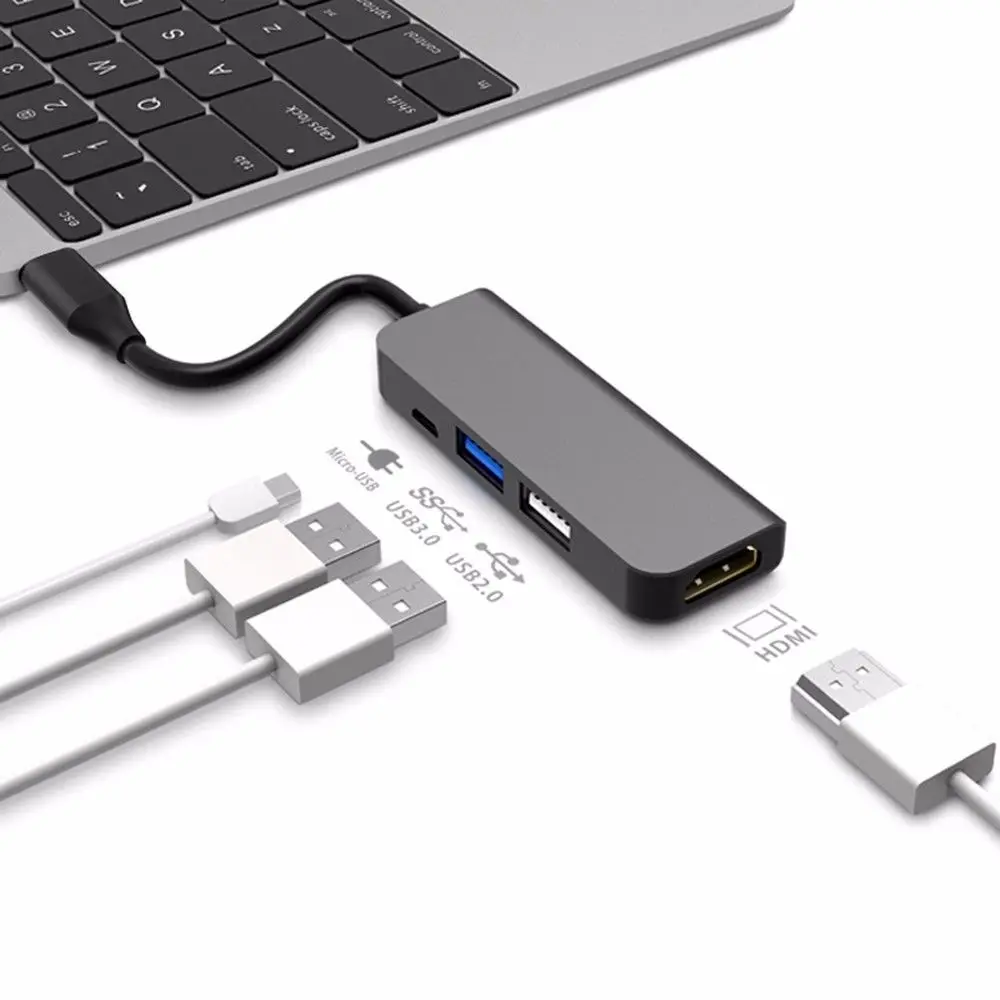 HDMI совместимый концентратор с Type C на 4K адаптером USB 3 0 Micro портом для зарядки MacBook