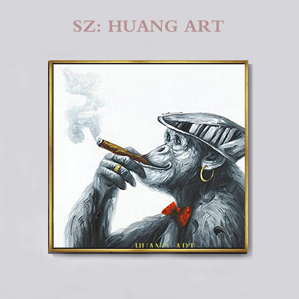 Hand-painted oil painting decorative animal modern chimps monkey painting to hang the sitting room is the gorilla in smoking dri
Hand-painted oil painting decorative animal modern chimps monkey painting to hang the sitting room is the gorilla in smoking dri