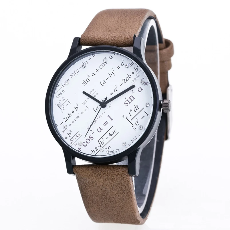 Модные кварцевые наручные часы для пар с математической формулой ремешком из