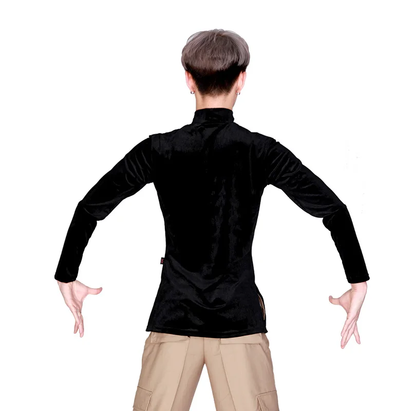 Latin Dance Shirts Men Black Long Sleeve Velvet Male Latin Dance Tops Rumba Samba Practice Performance Dancewear Clothes DN2633
Latin Dance Shirts Men Black Long Sleeve Velvet Male Latin Dance Tops Rumba Samba Practice Performance Dancewear Clothes DN2633
