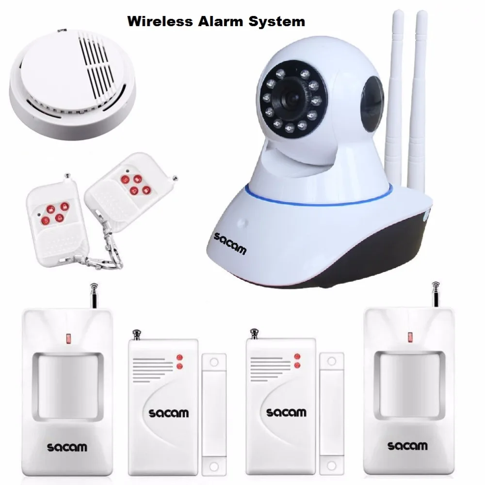 

Alarm Systems Security Home Wireless IP Camera WiFi HD 720P Intruder Alarm House Burglar Kit Door Sensor PIR Detector CCTV Siren