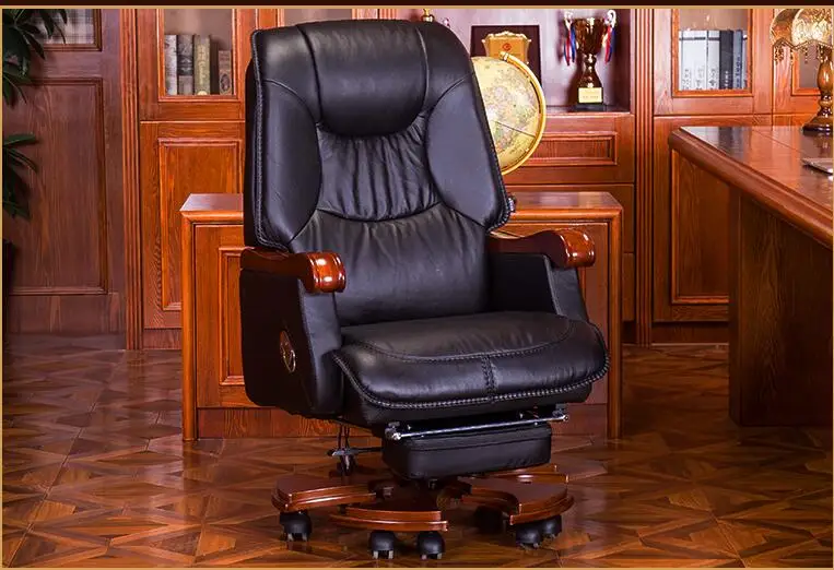 Европейский стиль кресло для дома и офиса кожаное из твердой древесины массажное
