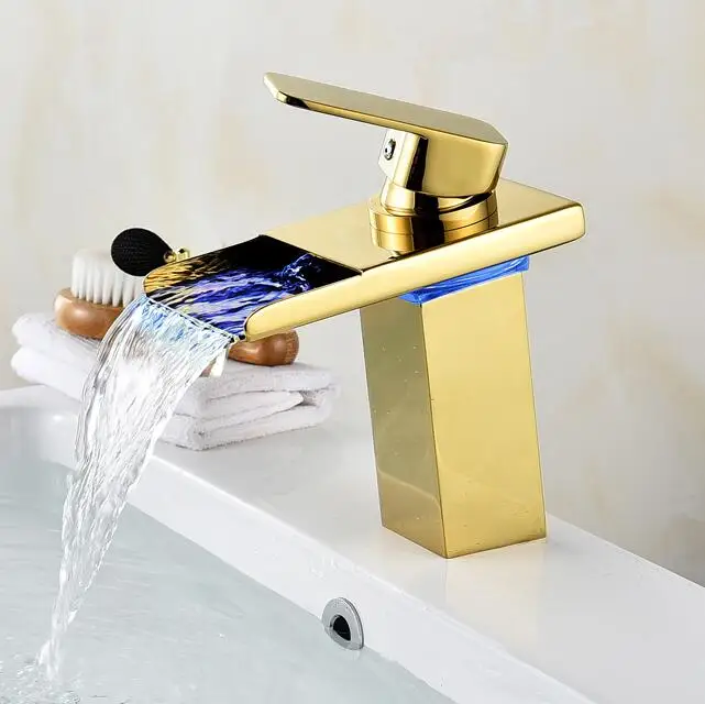 Bathroom Waterfall Faucet LED Faucet. Gold Waterfall Brass Basin Faucet. Bathroom Mixer Tap Deck Mounted Basin Sink Mixer Tap
Bathroom Waterfall Faucet LED Faucet. Gold Waterfall Brass Basin Faucet. Bathroom Mixer Tap Deck Mounted Basin Sink Mixer Tap