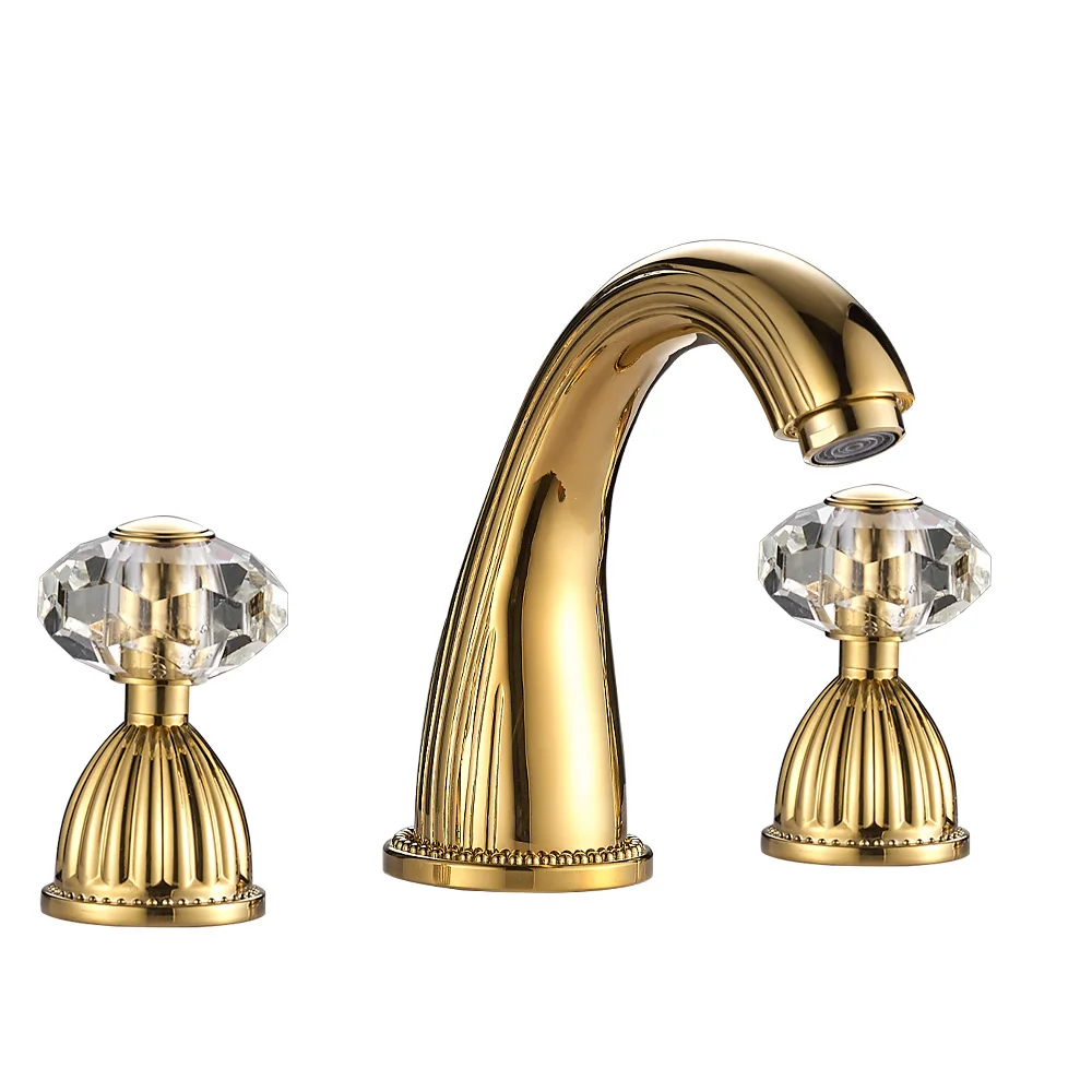 Luxury brass material gold plating crystal handle 8 inch widespread basin faucet 3pcs/set basin sink faucet Wash Crane Faucet
Luxury brass material gold plating crystal handle 8 inch widespread basin faucet 3pcs/set basin sink faucet Wash Crane Faucet