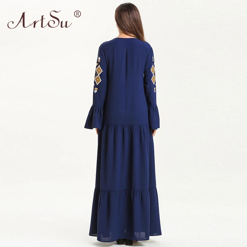 ArtSu Tie Neck Tassel Pleated Robe Femme Vintage Ethnic Geometric Embroidery Maxi Dress Women Long Sleeve Loose Plus Size Dress
ArtSu Tie Neck Tassel Pleated Robe Femme Vintage Ethnic Geometric Embroidery Maxi Dress Women Long Sleeve Loose Plus Size Dress
