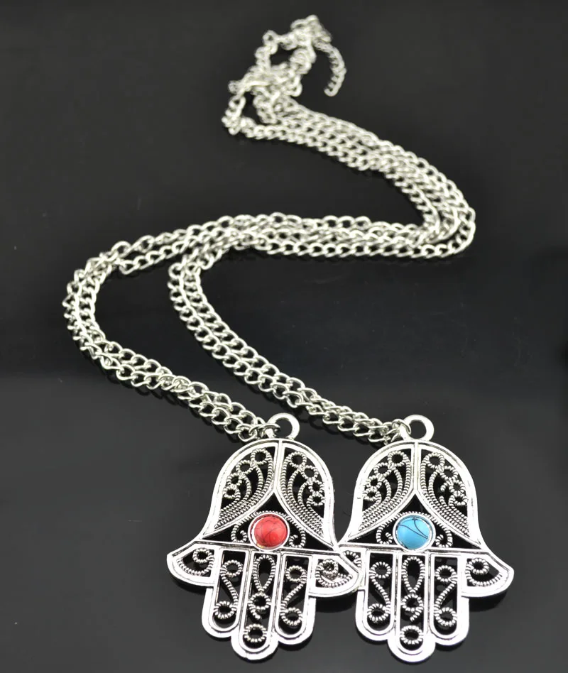Good Luck Protection Gem Hollow Hamsa Symbol Fatima Hand Pendant Necklace Silver Sweater Long Chain Jewelry
Good Luck Protection Gem Hollow Hamsa Symbol Fatima Hand Pendant Necklace Silver Sweater Long Chain Jewelry