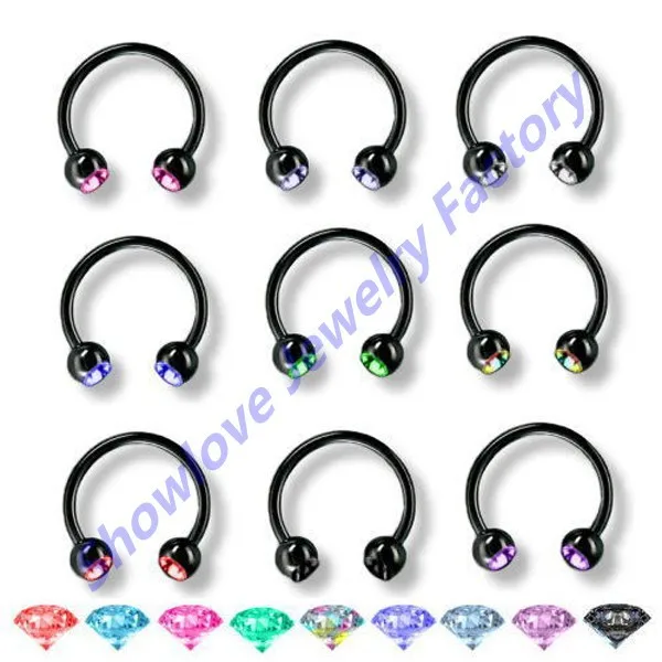 Showlove Lot of 9pc Anodized Circular Barbell Piercing Jewelry CZ Gem Horseshoe Lip ring, Eyebrow ring, Labrets
Showlove Lot of 9pc Anodized Circular Barbell Piercing Jewelry CZ Gem Horseshoe Lip ring, Eyebrow ring, Labrets