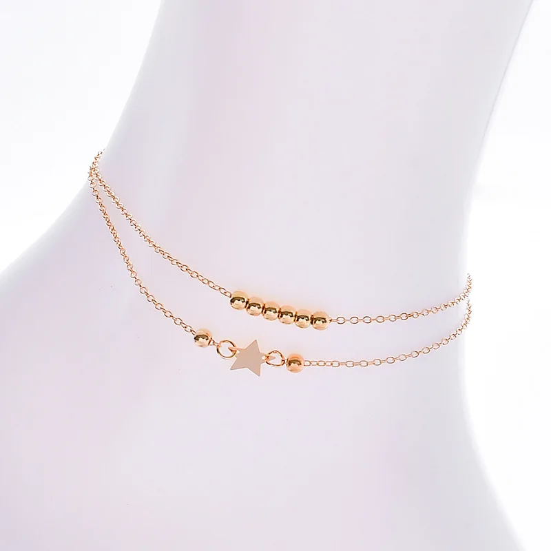 Fashion Personality Double Layered Foot Jewelry Women Chain Bead Star Anklets Summer Beach Gold Silver Ankle Bracelets
Fashion Personality Double Layered Foot Jewelry Women Chain Bead Star Anklets Summer Beach Gold Silver Ankle Bracelets