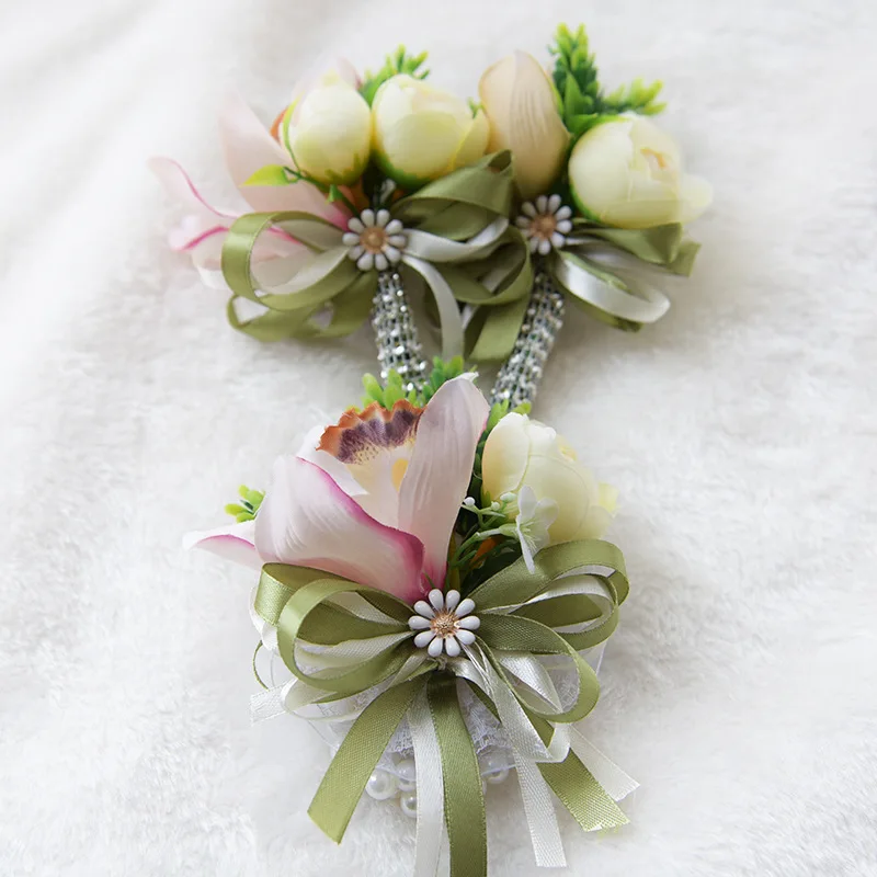 H&S BRIDAL 100%Real Wedding Bouquet (Wrist flower and boutonniere ) Vintage Ribbon Wedding Bridesmaid Bridal Bouquet 3 pcs/set 
H&S BRIDAL 100%Real Wedding Bouquet (Wrist flower and boutonniere ) Vintage Ribbon Wedding Bridesmaid Bridal Bouquet 3 pcs/set