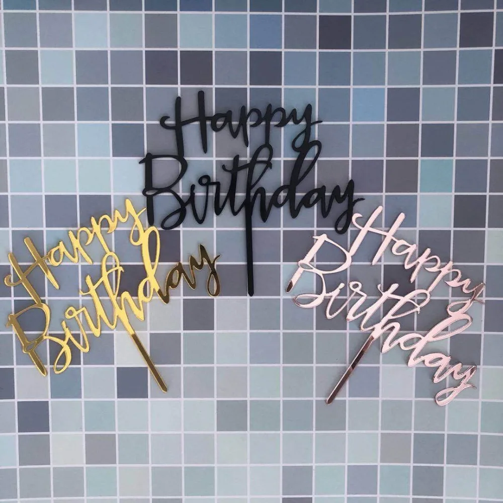 Golden Black Rose Gold Flash Cake Topper Party Supplies Acrylic Happy Birthday Cake Topper For Cupcake Birthday Party Decoration
Golden Black Rose Gold Flash Cake Topper Party Supplies Acrylic Happy Birthday Cake Topper For Cupcake Birthday Party Decoration