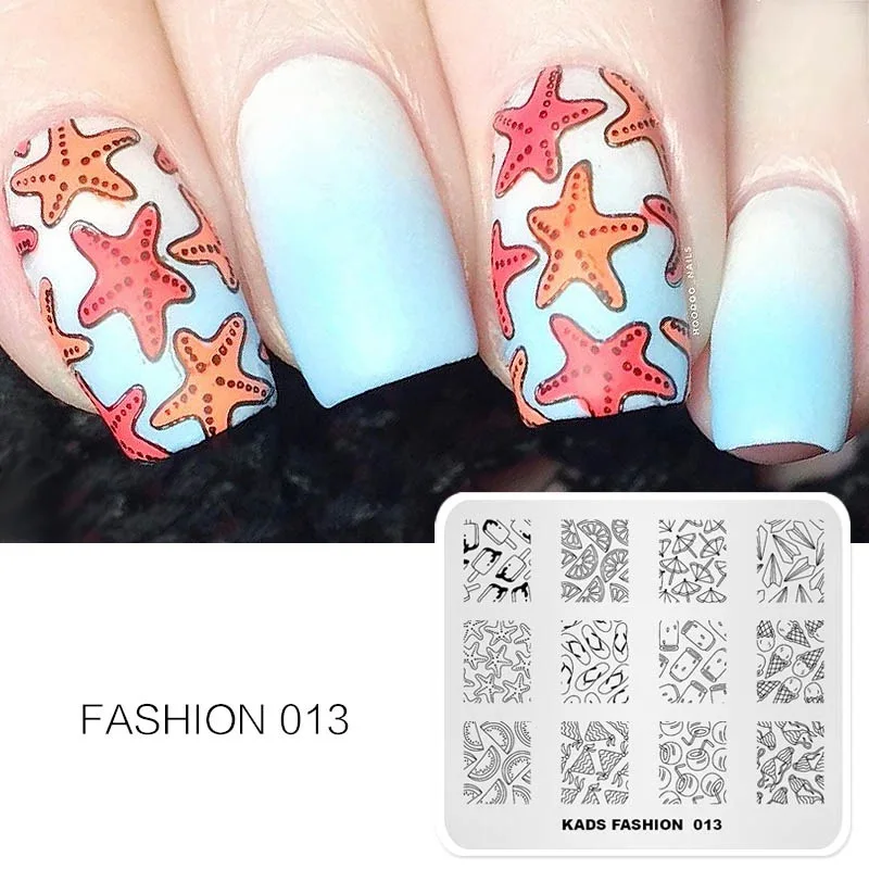 Модный штамп для дизайна ногтей шаблоны с фруктами морскими звездами мороженым