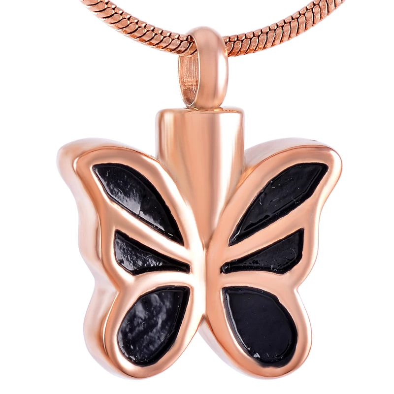 

IJD9520 Butterfly Urn Keepsake Jewelry Hold Pet Ashes Memorial Cremation locket Pendant Necklace In Stainless Steel - Engravable