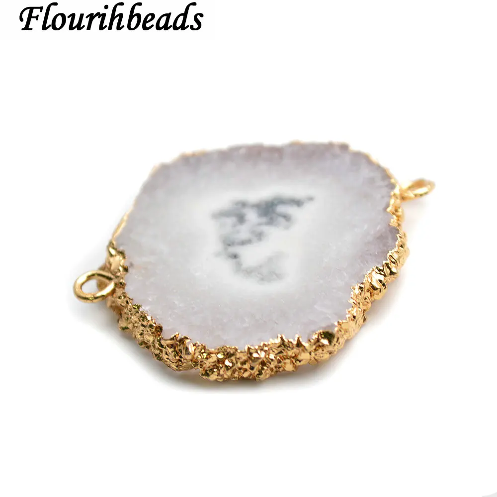 Natural White Agate Freeform Slice Two Loops Jewelry Connectors Bracelet Charms Necklace Pendant
Natural White Agate Freeform Slice Two Loops Jewelry Connectors Bracelet Charms Necklace Pendant