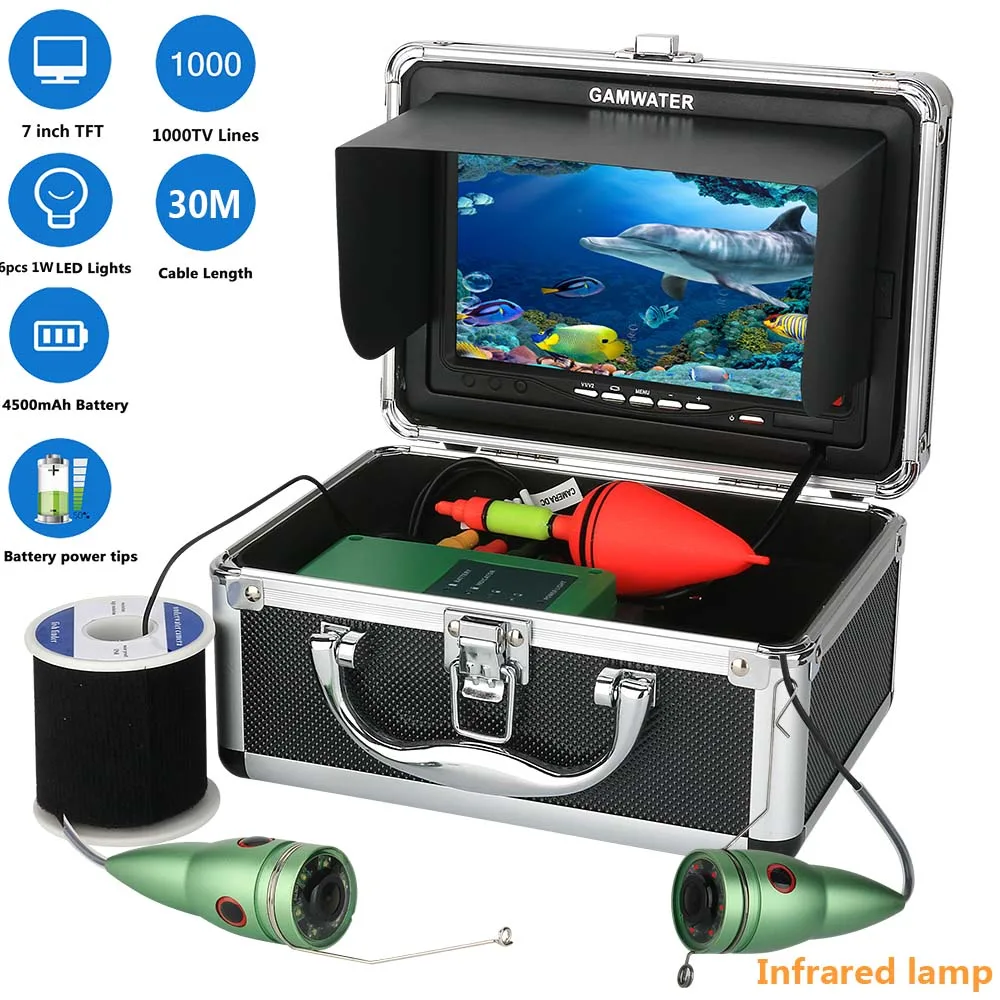 GAMWATER Underwater Fishing Video Camera Fishfinders 1000TVL 7"Color Monitor 6 pcs Infrared IR LED Fishfinder
GAMWATER Underwater Fishing Video Camera Fishfinders 1000TVL 7"Color Monitor 6 pcs Infrared IR LED Fishfinder