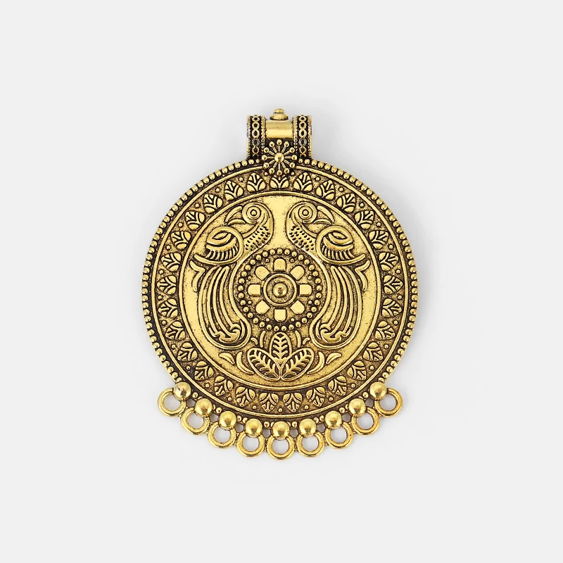 3pcs Antique Gold Large Boho Bohemia Pasiley Embossed Pattern Pendant Connector For Necklace Jewelry Making Findings 80*62mm | Украшения и