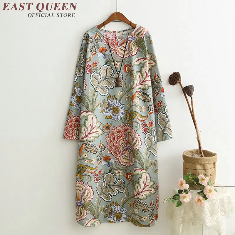 Chinese oriental dresses summer dress floral print blouse and round neck cotton with long KK285
Chinese oriental dresses summer dress floral print blouse and round neck cotton with long KK285