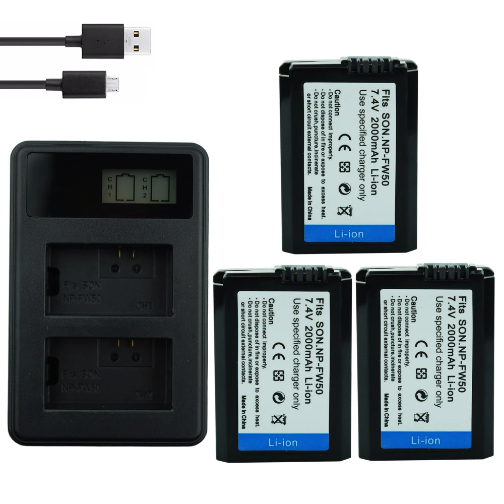 3* 2000mAh NP-FW50 bateria NP FW50 NPFW50 Battery+LCD Dual Charger for Sony Alpha a6500 a6300 a7 7R a7R a7R II a7II NEX-3 NEX-5
3* 2000mAh NP-FW50 bateria NP FW50 NPFW50 Battery+LCD Dual Charger for Sony Alpha a6500 a6300 a7 7R a7R a7R II a7II NEX-3 NEX-5