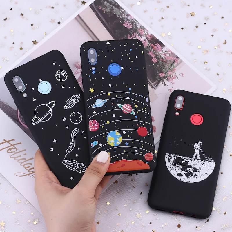 Силиконовый чехол для Huawei Honor Mate 10 20 Nova P20 P30 P40 P Smart Space Moon астронавт звезды