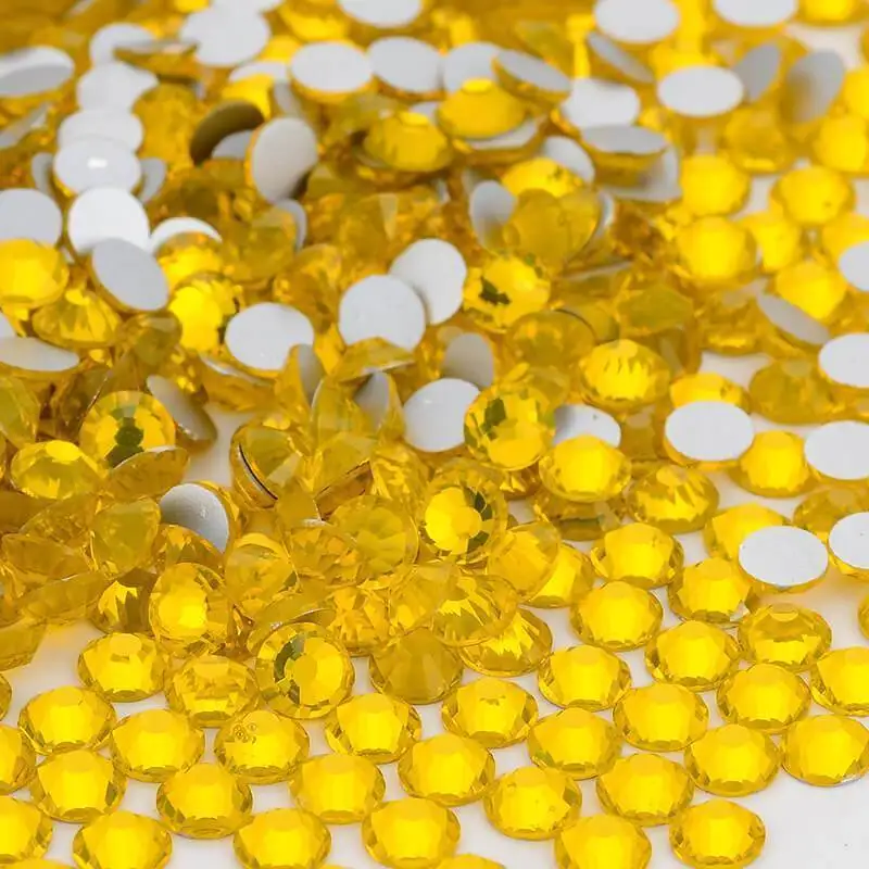 Jewelry Making Beads Lemon Yellow Crystal Flatback 3D Non HotFix Silver FlatBack Jewelry and Nail Art Decorations