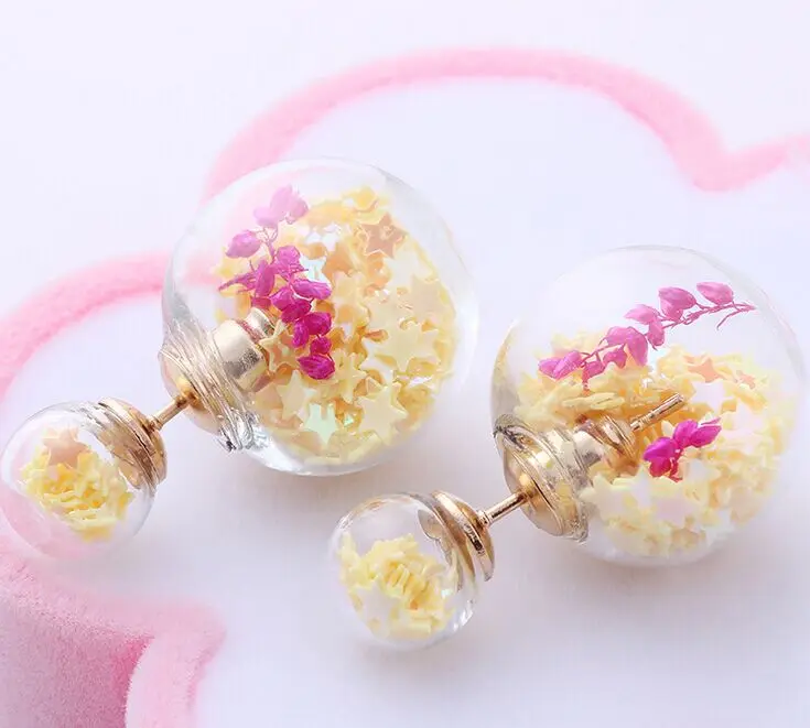 

Freeshipping New Double Glass Bubble Vial Earrings Double Pearl Stud Earrings DIY Glass Bottle (The Finished Product)