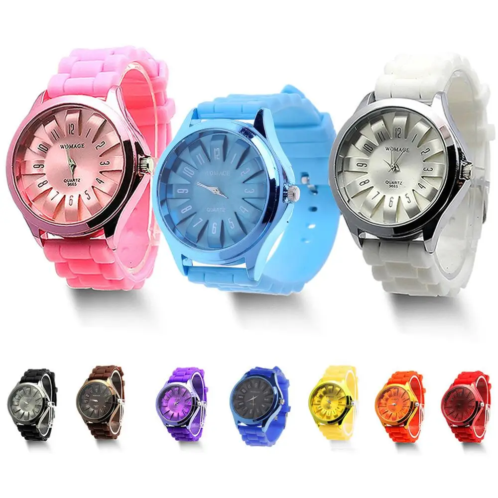 

Модные Кварцевые спортивные наручные часы унисекс-желе Geneva из силиконовой резины