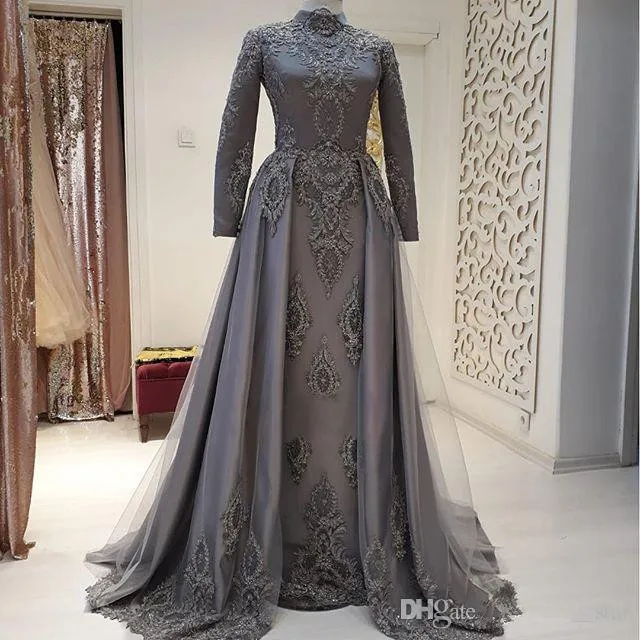 Gray Muslim Evening Dresses Mermaid Long Sleeves Lae Beaded Islamic Dubai Saudi Arabic Long Formal Evening Gown Prom
Gray Muslim Evening Dresses Mermaid Long Sleeves Lae Beaded Islamic Dubai Saudi Arabic Long Formal Evening Gown Prom
