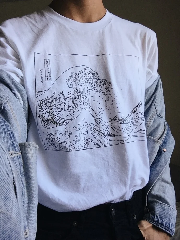fashionshow HJN Unisex Vintage Fashoin Hokusai Wave Outline T-Shirt Tumblr Grunge White Graphic Tee Cute Summer Tops
fashionshow HJN Unisex Vintage Fashoin Hokusai Wave Outline T-Shirt Tumblr Grunge White Graphic Tee Cute Summer Tops