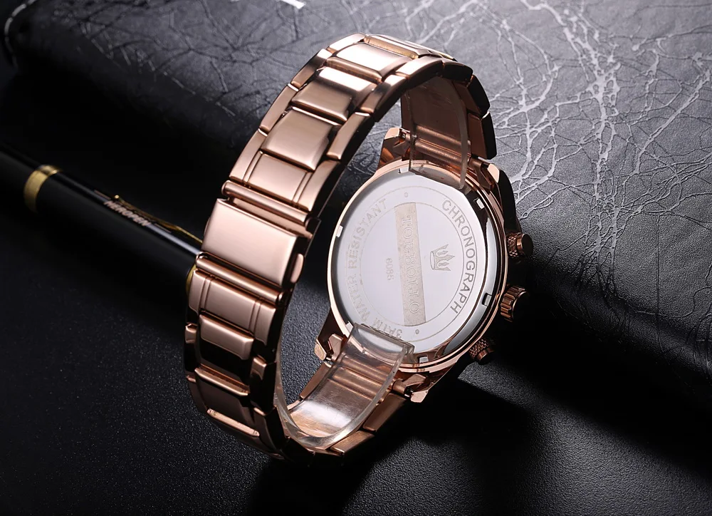 TORBOLLO New Men Watches Chronograph Men Sports Watches Rose Gold Waterproof Quartz Men's Watch Relogio Masculino 
TORBOLLO New Men Watches Chronograph Men Sports Watches Rose Gold Waterproof Quartz Men's Watch Relogio Masculino
