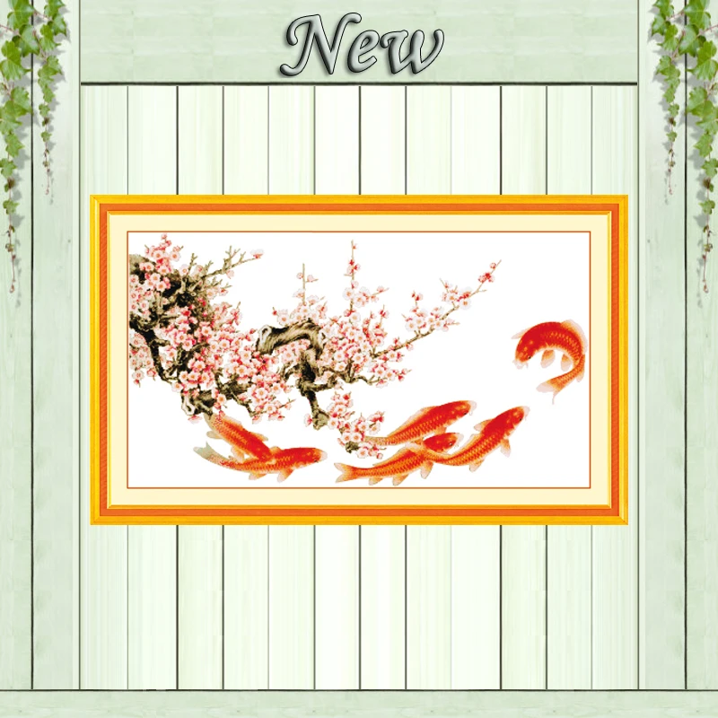 Swimming fishes blossom plums spring painting counted print on canvas DMC 11CT 14CT Cross Stitch kits embroidery needlework Sets
Swimming fishes blossom plums spring painting counted print on canvas DMC 11CT 14CT Cross Stitch kits embroidery needlework Sets