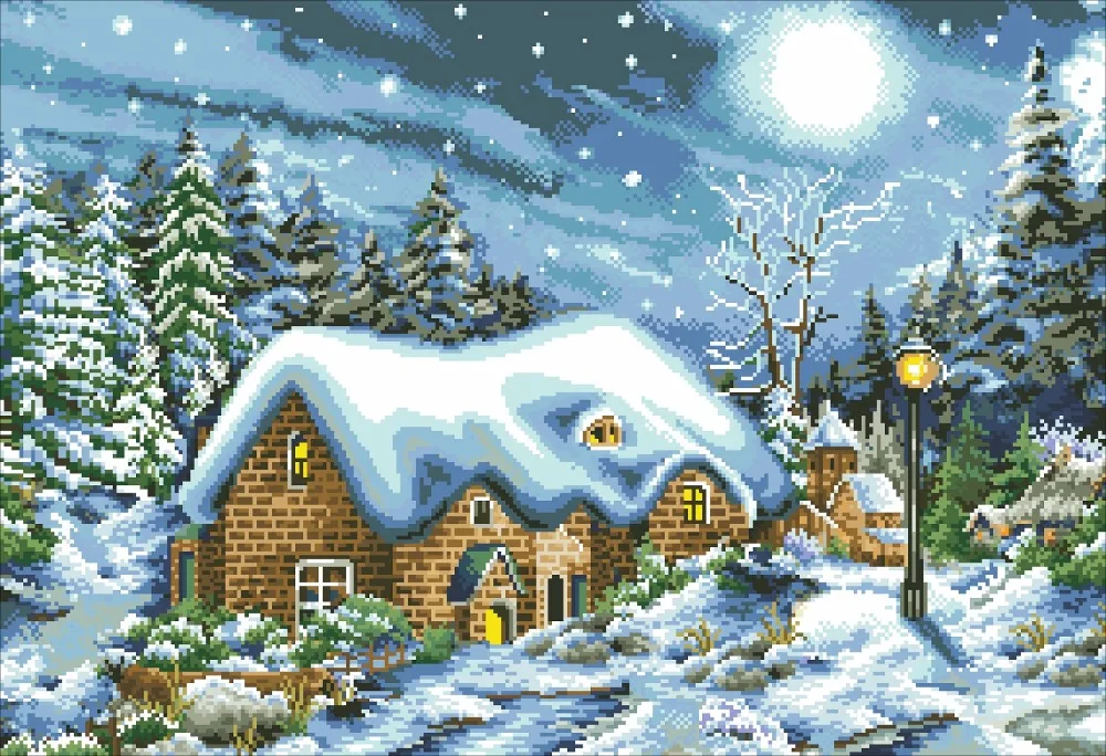 Needlework,11ct/14ct DIY Cross stitch,Sets For Embroidery kit,Winter Snow House Night Landscape Pattern Cross-Stitch Wall Decor
Needlework,11ct/14ct DIY Cross stitch,Sets For Embroidery kit,Winter Snow House Night Landscape Pattern Cross-Stitch Wall Decor