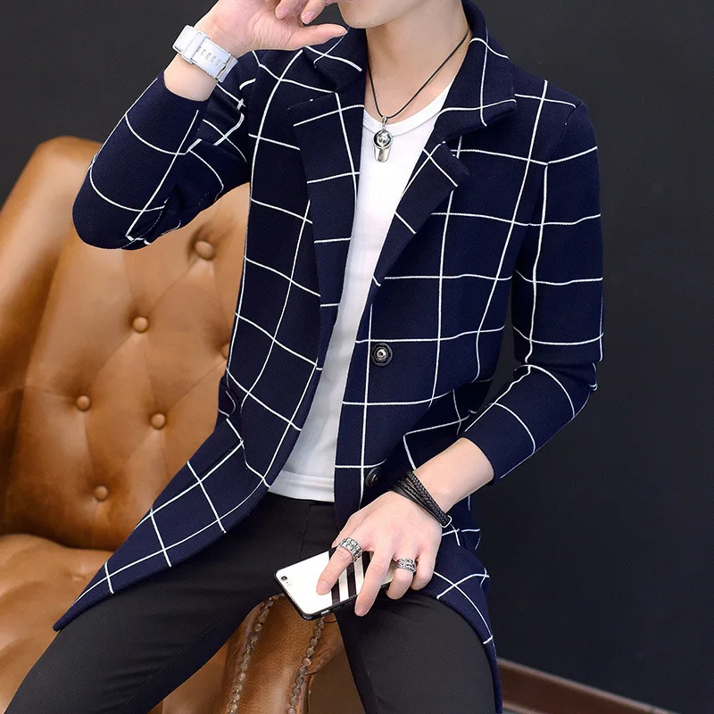 2019 Slim Plaid Single Breasted Trench Coat Teenager Design Pea Coat Fashion Men Casual Blazer Autumn Manteau Homme Black M-3XL
2019 Slim Plaid Single Breasted Trench Coat Teenager Design Pea Coat Fashion Men Casual Blazer Autumn Manteau Homme Black M-3XL