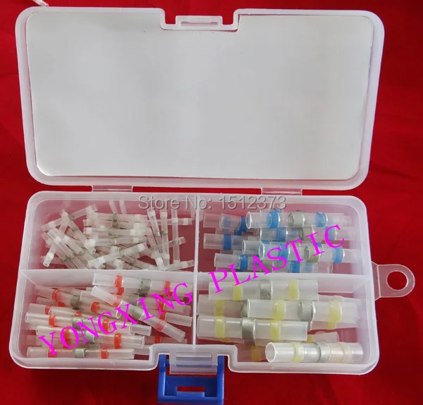 100 piece soldering sleeve wire splice from 22-10AWG(0.5-6.0mm Square) wire connector box package
100 piece soldering sleeve wire splice from 22-10AWG(0.5-6.0mm Square) wire connector box package