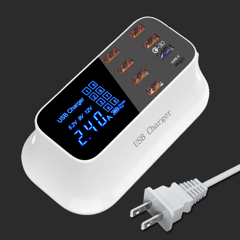 Quick Charge 3.0 Smart USB Type C Charger Digital Display Fast Charging Power Adapter Intelligent Desktop Mobile Phone Charger
Quick Charge 3.0 Smart USB Type C Charger Digital Display Fast Charging Power Adapter Intelligent Desktop Mobile Phone Charger