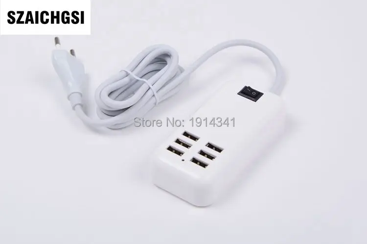 SZAICHGSI 6 портов EU US UK вилка USB Сетевое зарядное устройство для путешествий адаптер