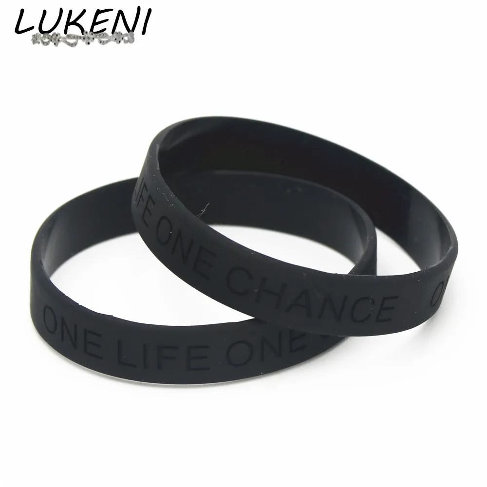 LUKENI 1PC Fashion Black Silicone Wristband Bracelet One Life One Chance Printed Bangles Rubber Bracelet Men Women Jewelry SH066
LUKENI 1PC Fashion Black Silicone Wristband Bracelet One Life One Chance Printed Bangles Rubber Bracelet Men Women Jewelry SH066