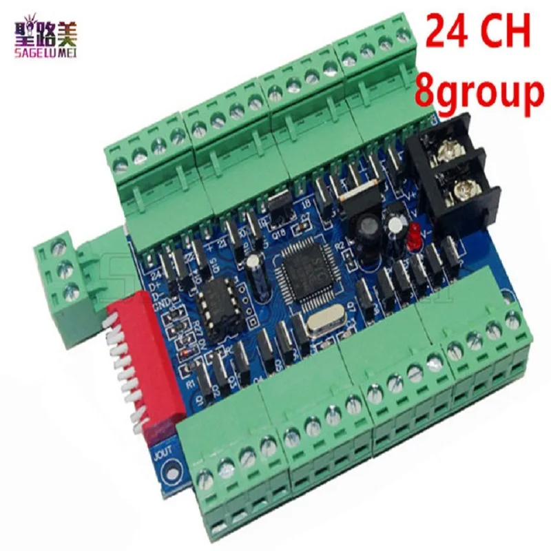 1pcs 8 group Easy DMX LED Decoder,24CH 24 Channels 3A/CH Controller,Dimmer,drive For DC12-24V LEDs RGB Strip Light Modules
1pcs 8 group Easy DMX LED Decoder,24CH 24 Channels 3A/CH Controller,Dimmer,drive For DC12-24V LEDs RGB Strip Light Modules
