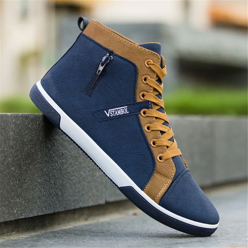2019Men's Vulcanize Shoes Men Spring Autumn Top Fashion Sneakers Lace-up High Style Solid Colors Man ShoesMen Canvas Sprin | Обувь