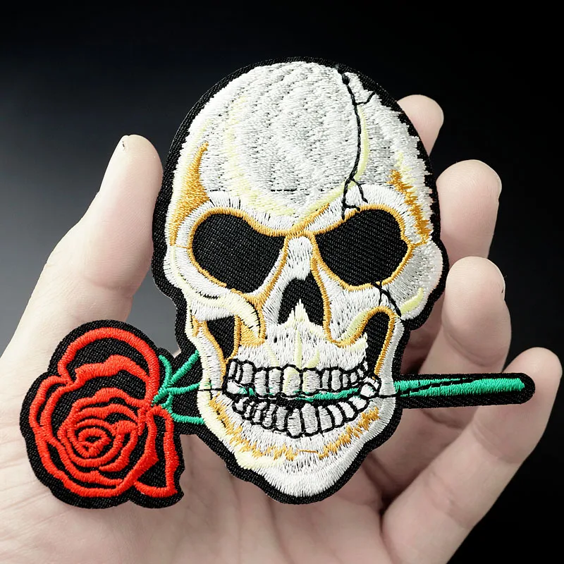 Нашивка с изображением черепа розы (Размер: 10 2x9 3 см)|badge patch|patches embroideredclothes stickers |