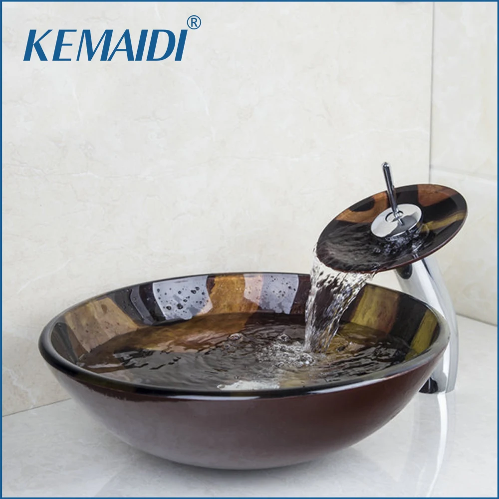 KEMAIDI Hand Painted Tempered Glass Victory Round Sinks / Vessel Basins With Waterfall Faucet Bathroom Sink Set&Pop Up Drainer
KEMAIDI Hand Painted Tempered Glass Victory Round Sinks / Vessel Basins With Waterfall Faucet Bathroom Sink Set&Pop Up Drainer