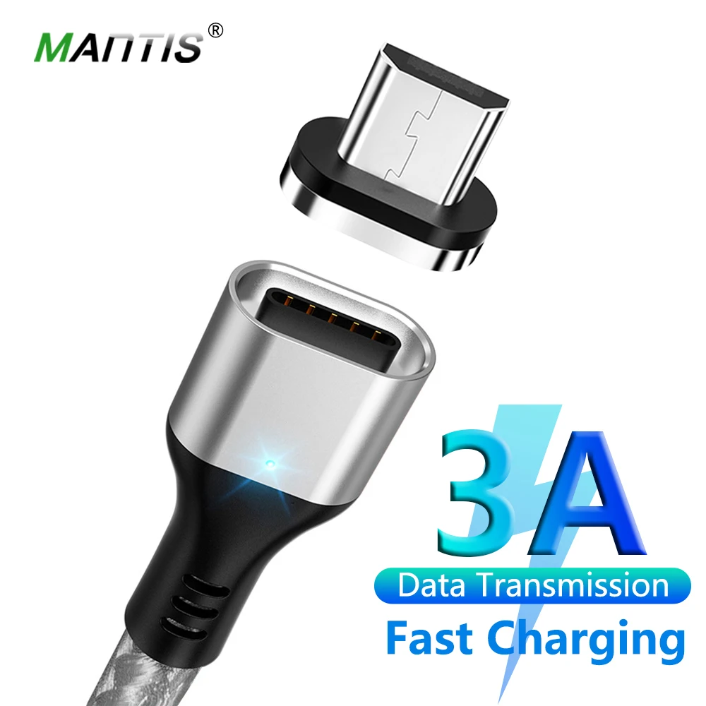 Магнитный зарядный кабель Micro USB MANTIS 3A для Samsung Galaxy s7 j7 j5 магнитный быстрой зарядки