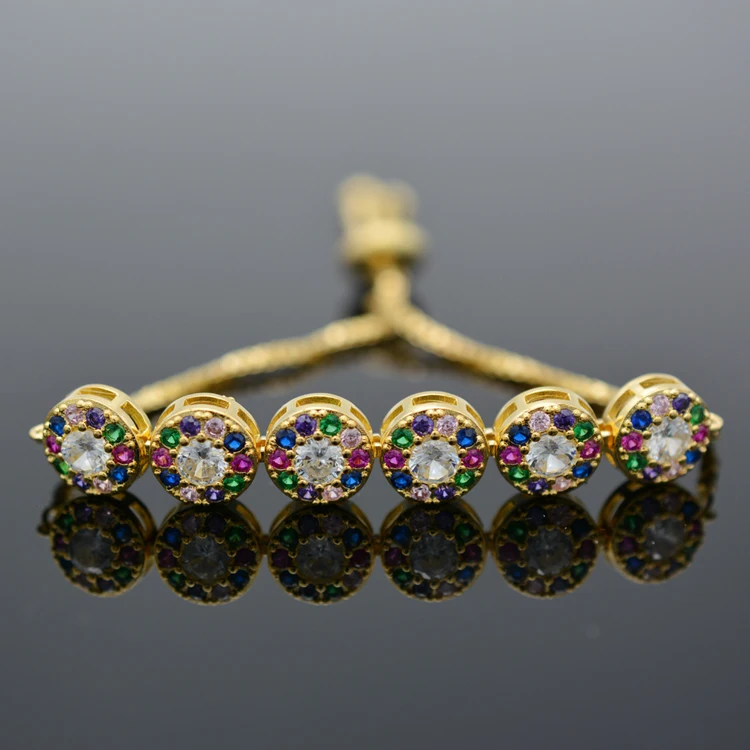 

925 Sterling Silver Chain Adjustable Bracelet The Rainbow Colored Zircon Bracelet Fashionable Is a Favorite For Women