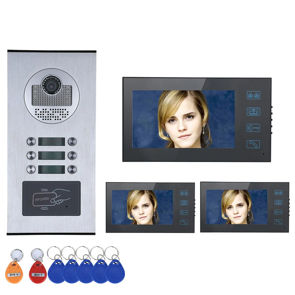 Фото Видеодомофон с сенсорной кнопкой 7 дюймов 3/4/5/6 для квартиры/семьи система