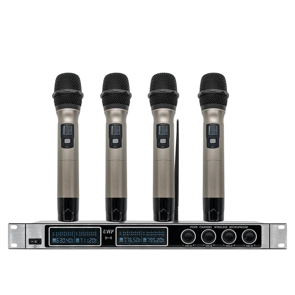 Professional Wireless Microphone UHF Quad Channel Handheld Wireless Lapel Headphones Headset Conference Microphone X-4700
Professional Wireless Microphone UHF Quad Channel Handheld Wireless Lapel Headphones Headset Conference Microphone X-4700