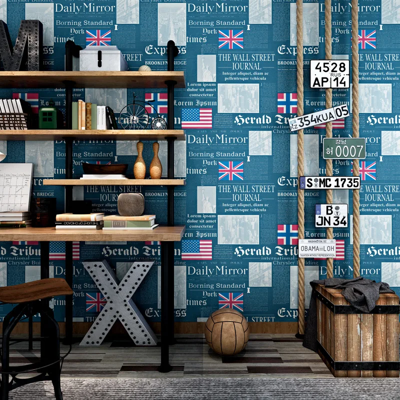 Vintage fashion shop decoration barber shop study old newspaper wallpaper personality English letter flag wall mural household
Vintage fashion shop decoration barber shop study old newspaper wallpaper personality English letter flag wall mural household