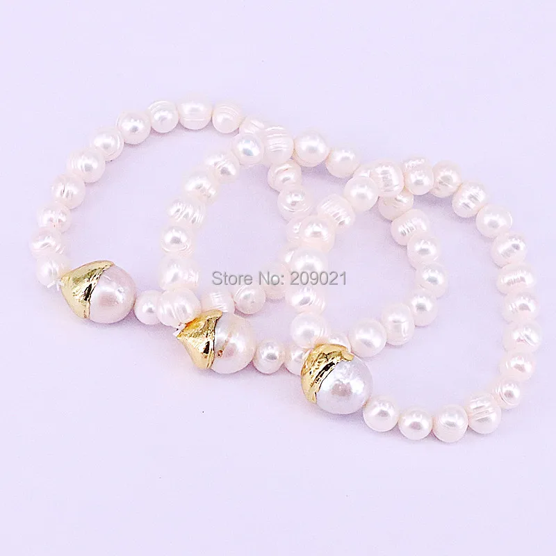 6Pcs Fashion Natural Freshwater Pearl Beads Bracelet,Gold Color Pearl Connectors Bead Charm Bracelets
6Pcs Fashion Natural Freshwater Pearl Beads Bracelet,Gold Color Pearl Connectors Bead Charm Bracelets